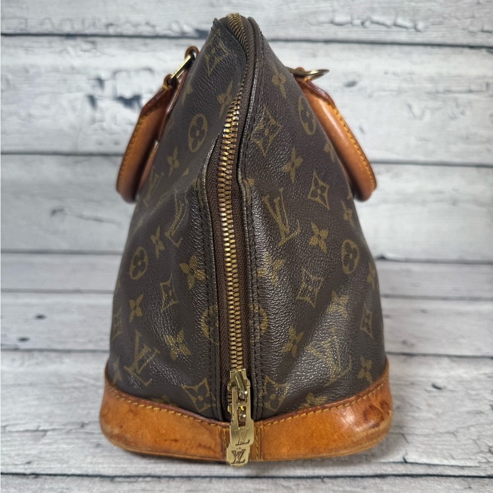 Louis Vuitton Alma Brown Monogram Leather Canvas Handbag - Picture 3 of 16